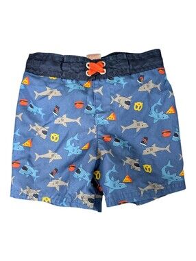 Cat & Jack Navy and Blue Shark & Snack Swim Shorts